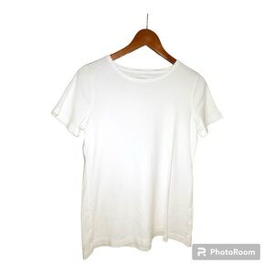 Talbots white crewneck short sleeve 100% cotton knit top NWT Sz M